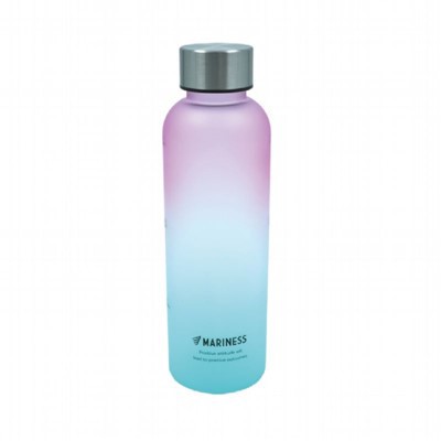 Garrafa de água plástica fosca gradiente de 500ml com tampa de aço inoxidável